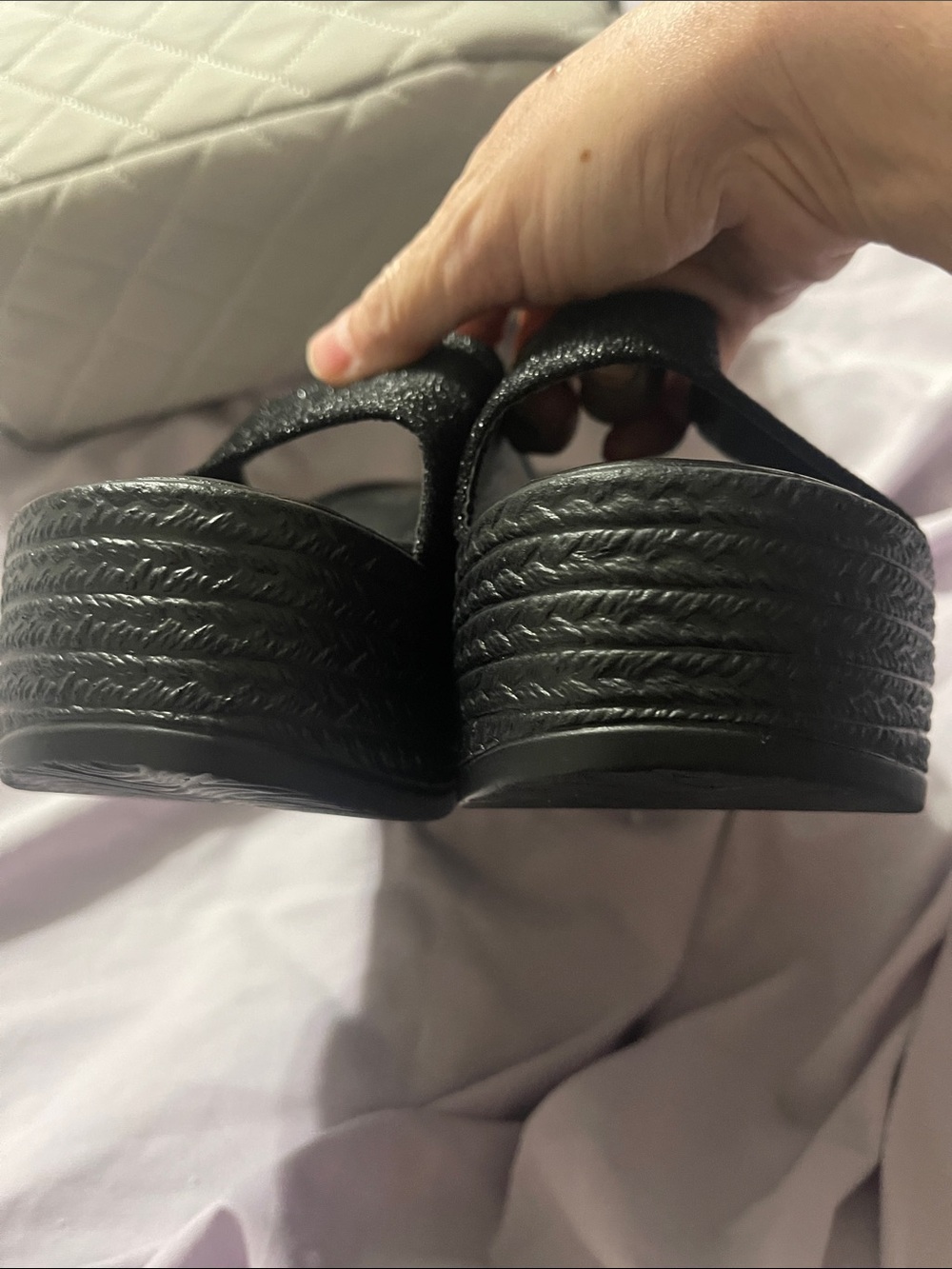 Black Glitter Slide Mules - - Picture 5 of 5